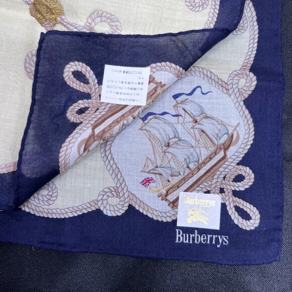 New BurberryMiniscarf/handkerchief cotton 19" Light Yellow Black W/ Shipp(80) - Picture 7 of 9